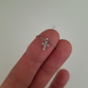 Diamond white gold cross necklace